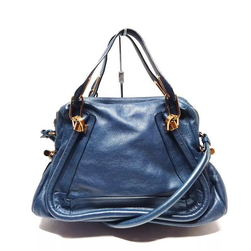 Chloe Hand Bag Navy Blue Leather