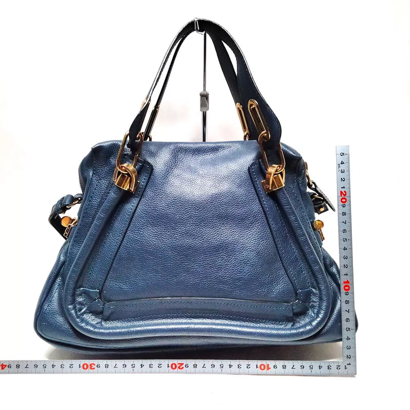 Chloe Hand Bag Navy Blue Leather