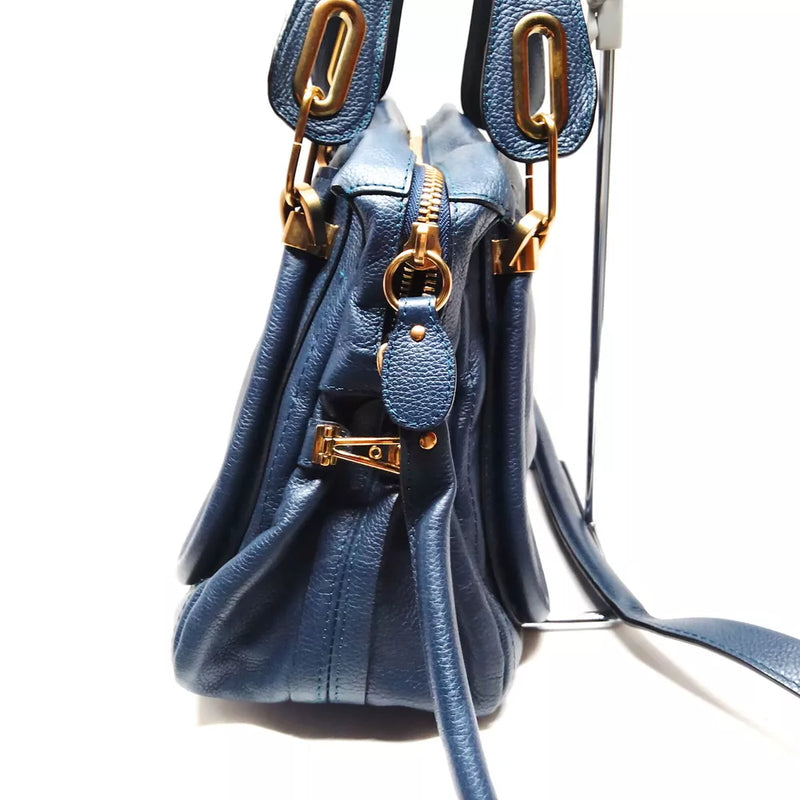 Chloe Hand Bag Navy Blue Leather