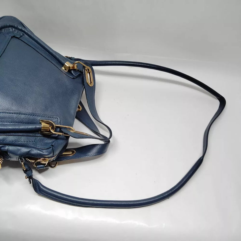 Chloe Hand Bag Navy Blue Leather