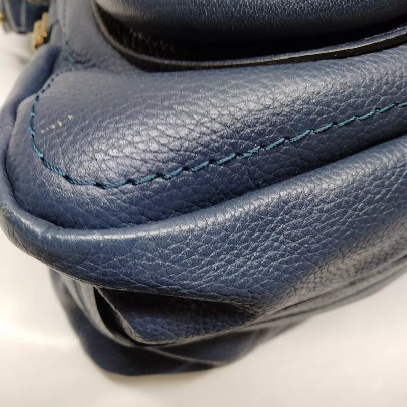 Chloe Hand Bag Navy Blue Leather