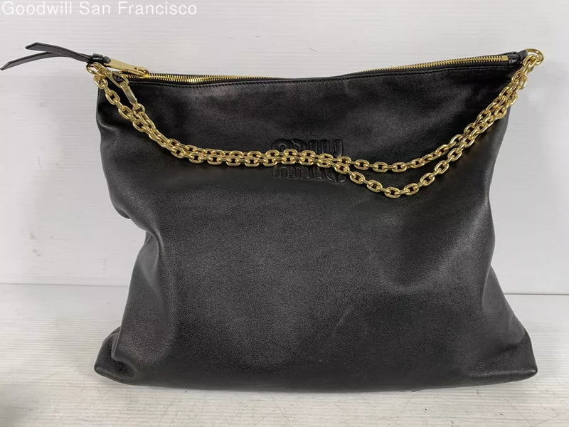 Entrupy Authenticated COA Miu Miu Made In Italy Black Chain Strap Shoulder Bag